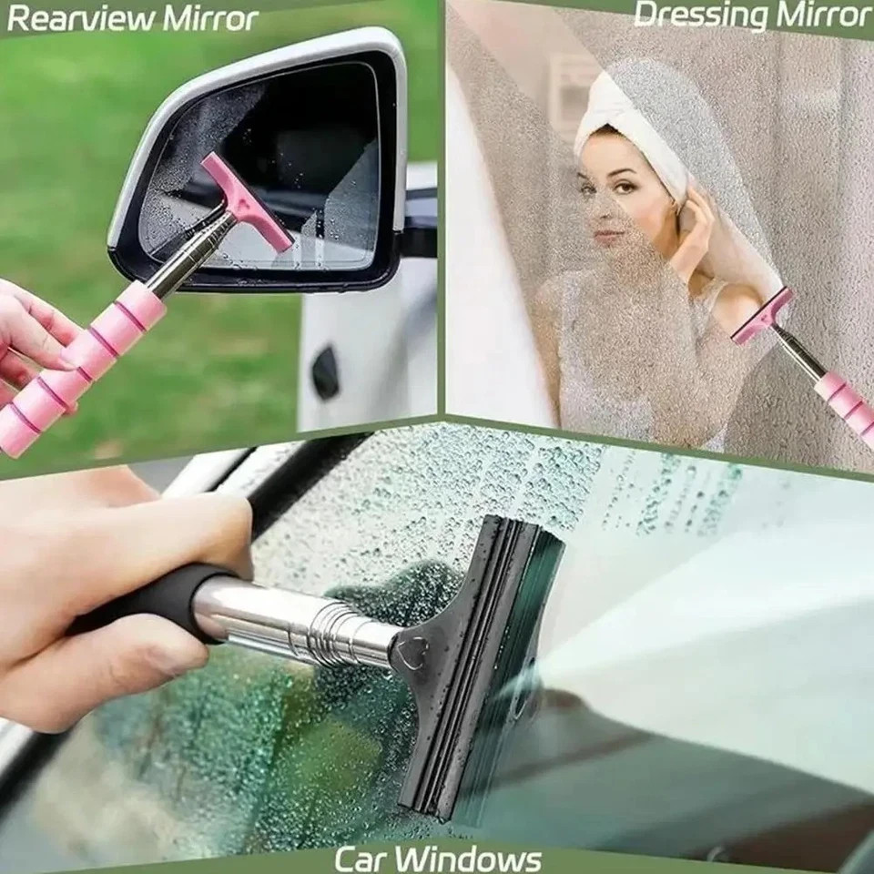 Portable Car Window Wiper Extendable Handle Glass Mirror Cleaner Cleaning Tool