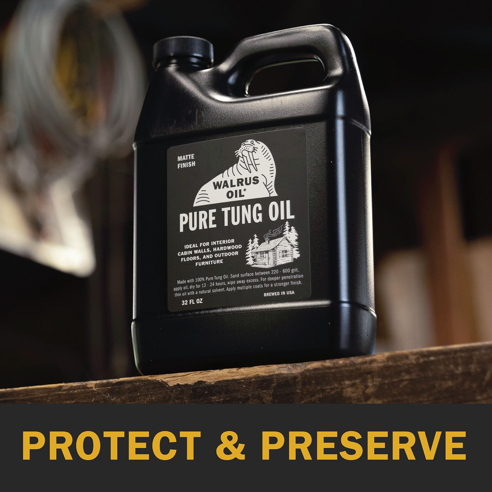100% Pure Tung Oil, Wood Finish for Any Woodworking Project Natural. 32oz Jug K