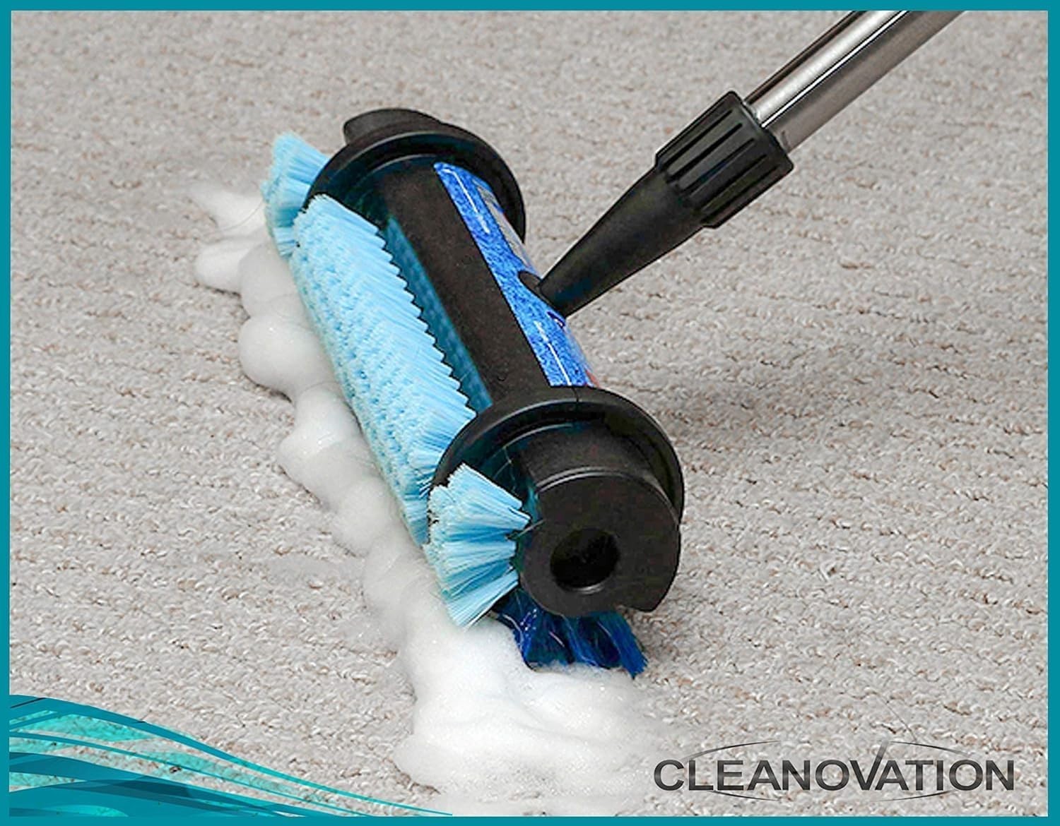 Ergonomic 2-in-1 Carpet Scrubber with Long Handle & Stain-Removing Shampoo