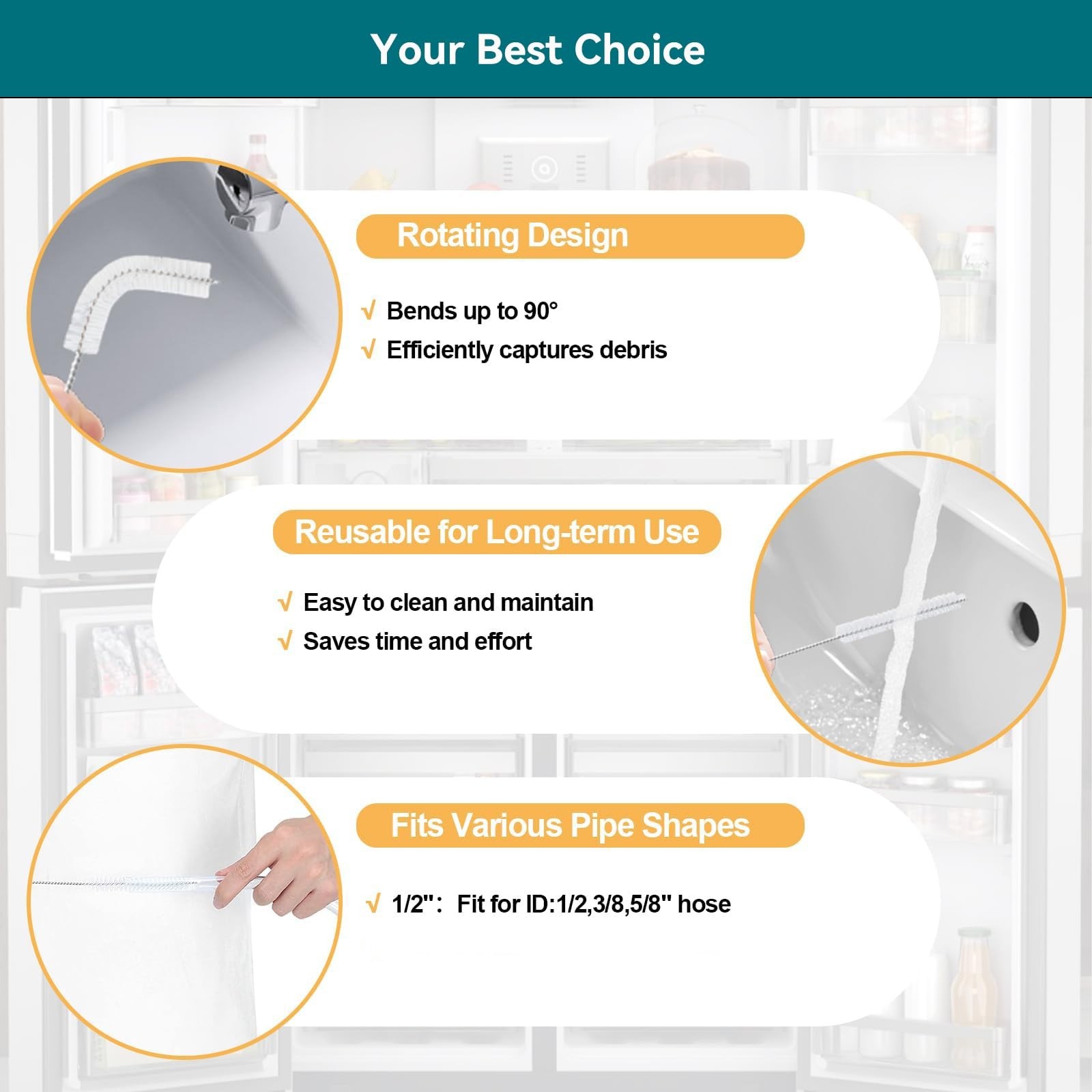 2 Pack Flexible Drain Cleaning Kit – 160″ Stainless Steel Brush & 80″ Spring Aug