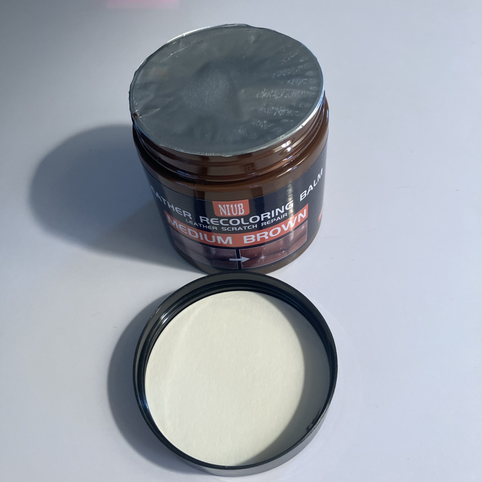 NIUB Leather Recoloring Balm Color Restorer Scratch Repair Balm, MEDIUM BROWN