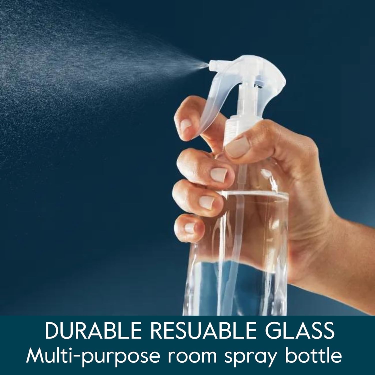 Spray Bottle Refillable 8 Oz Glass Lead-Free Dishwasher Safe By GROVE CO.