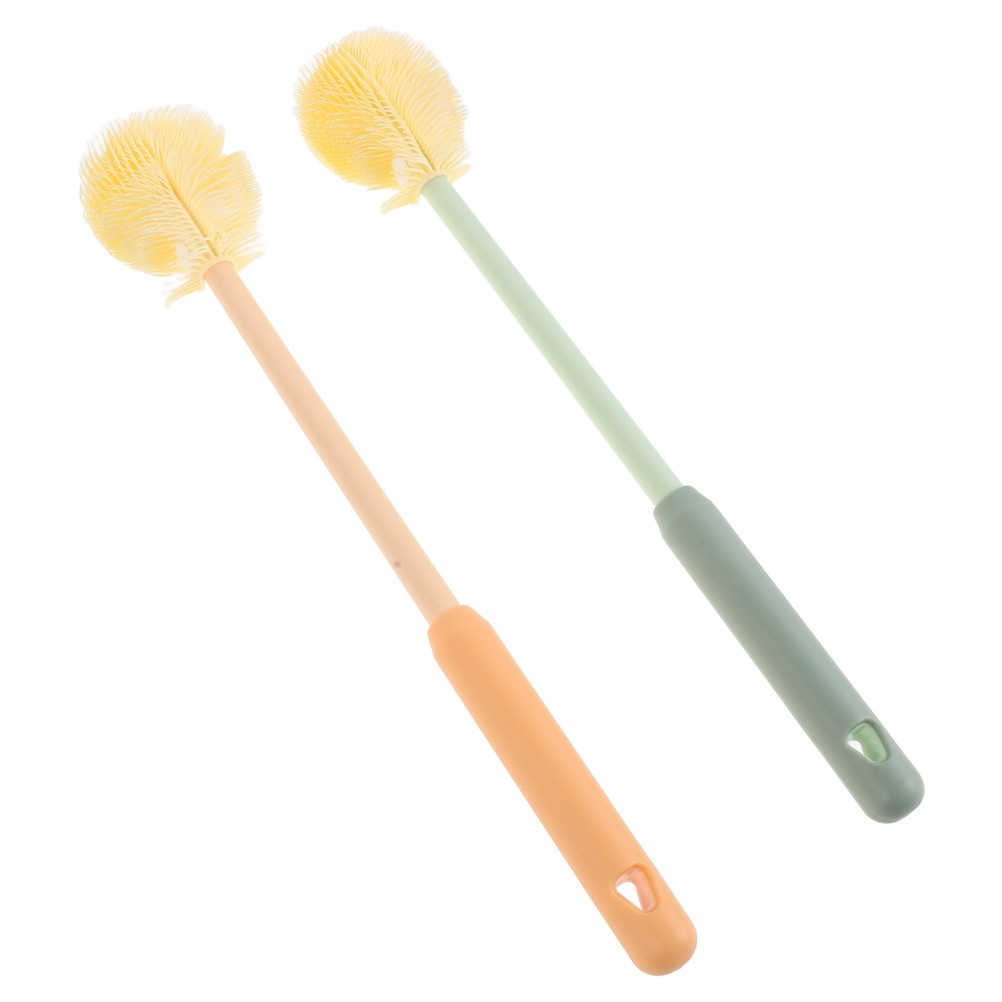 2Pcs Reusable Silicone Baby Bottle Cleaner Long Handle Brush for Home Use