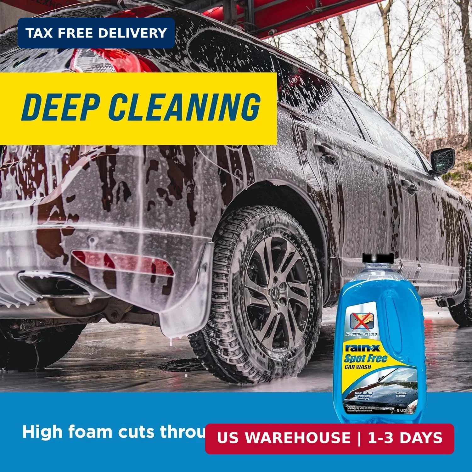 Rain-X Car Wash Soap Deep Cleaning High Foam Spot Free Shine Car Detailing 48oz