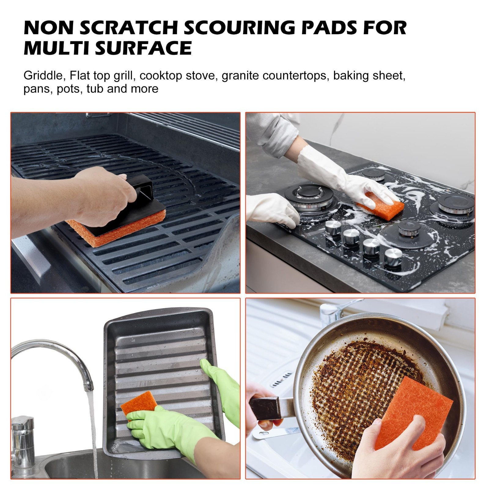 Griddle Cleaning Pads 22 Pack, Non-Scratch Grill Bathroom Scrub Pads