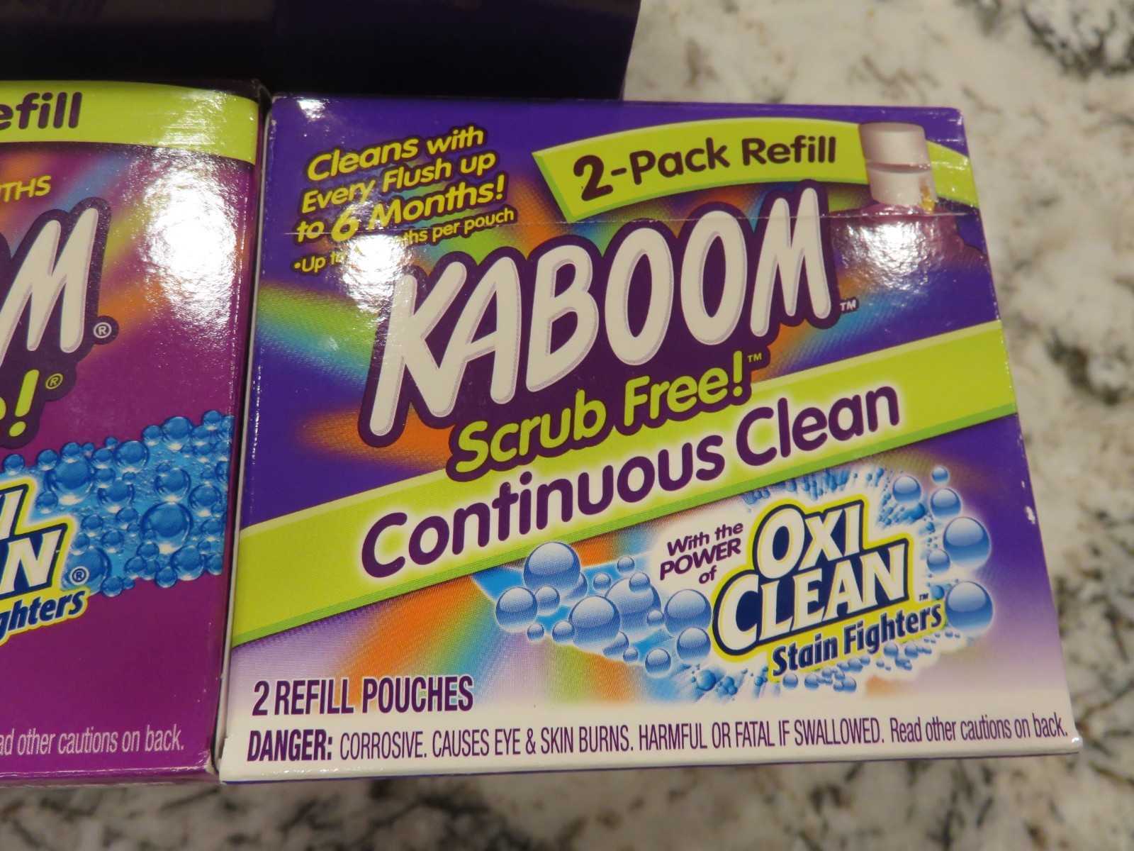 Kaboom Scrub Free! Continuous Toilet Bowl System 1 Device & 5 Pouches Total NEW