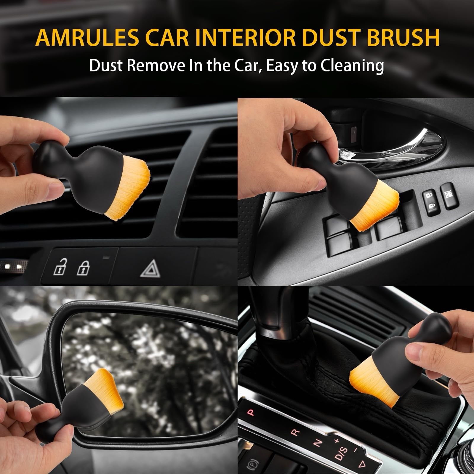 Amrules 2PCS Detailing Brushes Soft Bristle Interior Cleaning Tools With Case