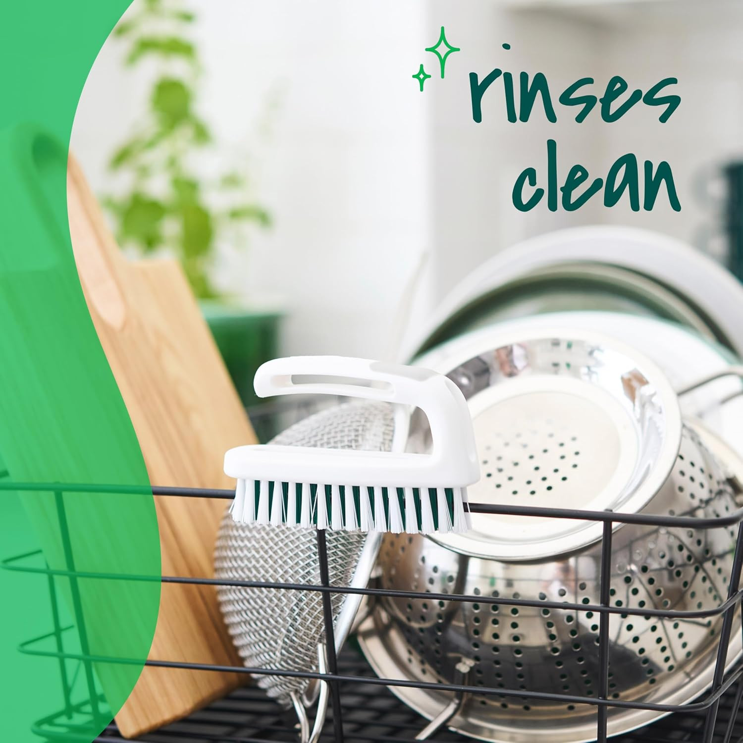 Small Utility Brush, Long Lasting Dish Brush with Handle for Scrubbing Cookware,