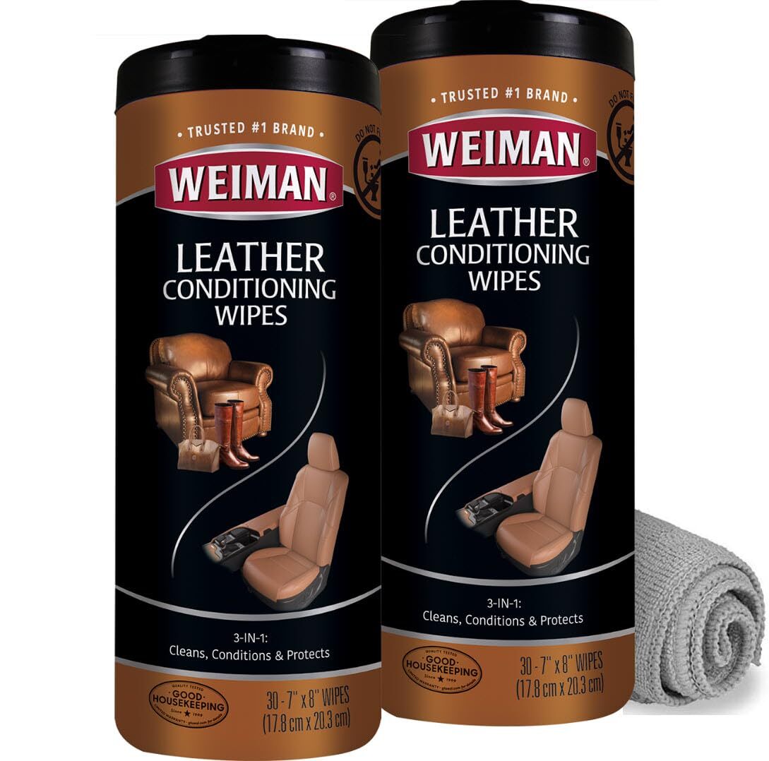 Weiman Leather Wipes 61 Piece Set Clean Condition Protect Furniture Car Acces…