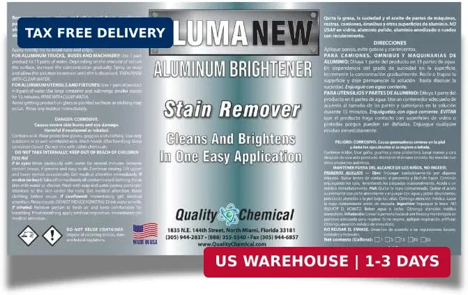 Aluminum Brightener/Stain Remover/Cleaner & Restorer/Made in USA/Quality Chemica