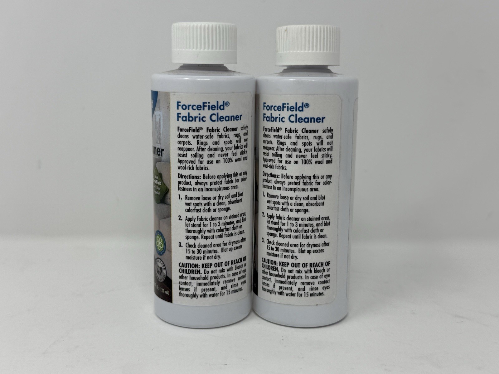 2 New ForceField Fabric Cleaner Area Rugs Carpet & Upholstery 4oz Bottles 35212