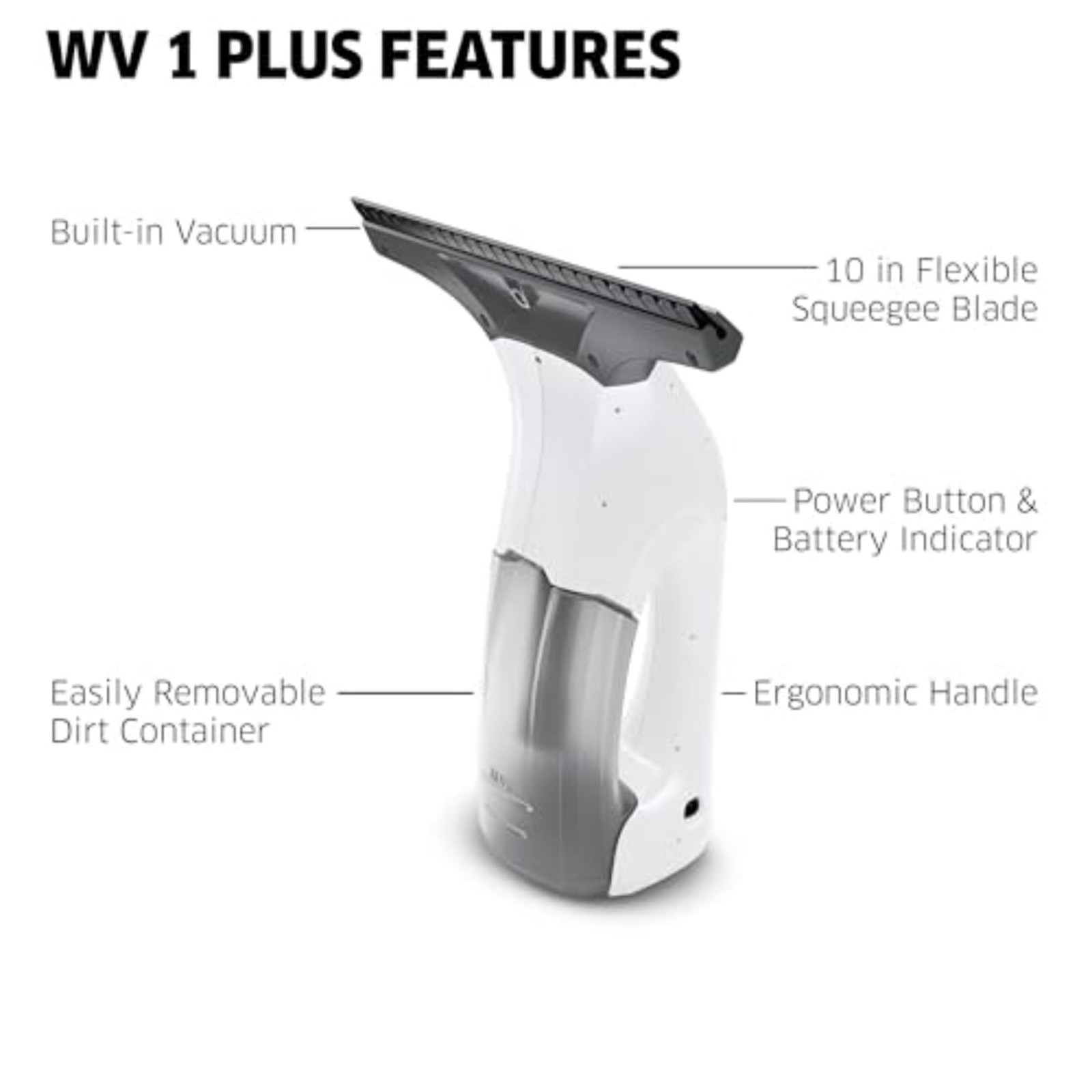 WV 1 Window Vacuum Squeegee 10″ – Perfect for Showers, Mirrors, Glass, and Co…