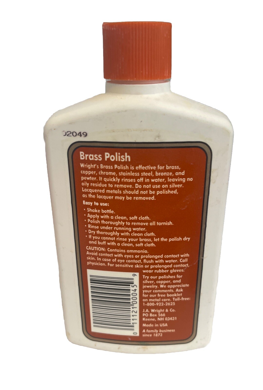 Wright’s All Purpose Brass Polish 8 fl oz 50% Full