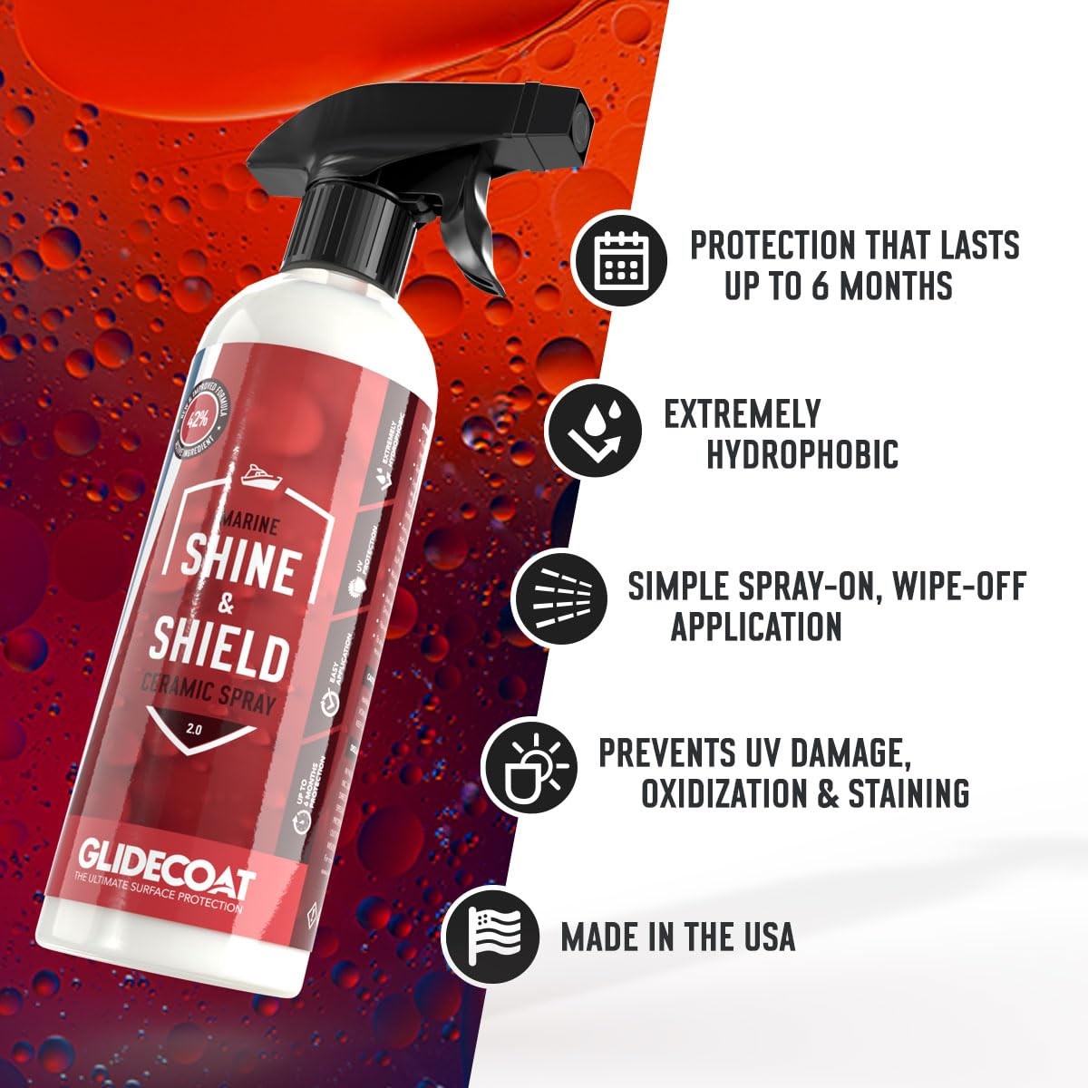 Glidecoat Marine Shine & Shield | 42% Ceramic Spray | Better than Boat Wax | Hyd