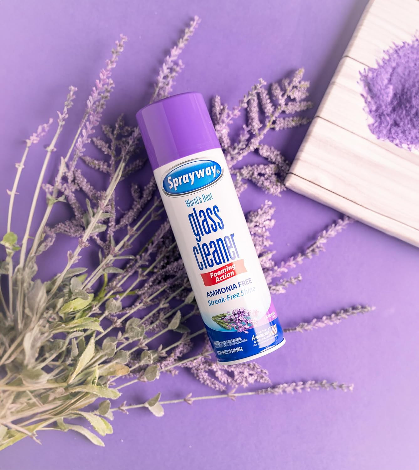 Sprayway Glass Cleaner Lavender Scent Foaming Aerosol Spray, 19Oz, Pack of 6 | A