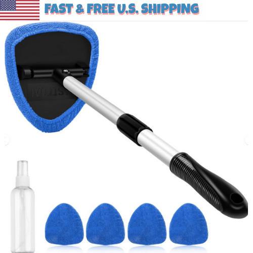AstroAI Windshield Cleaner Tool with Extendable Handle for Car Interior Cleaning