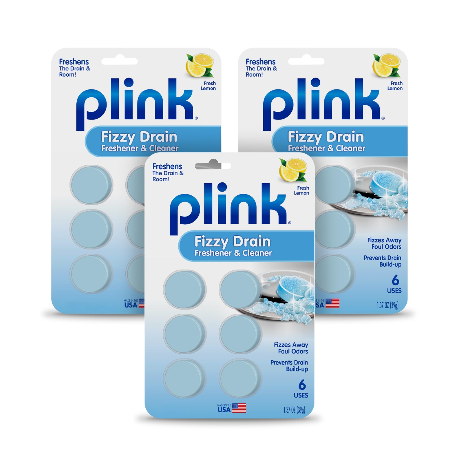 Lemon Scented Drain Freshener and Cleaner 6 Pack Fizzy Deodorizing Tablets