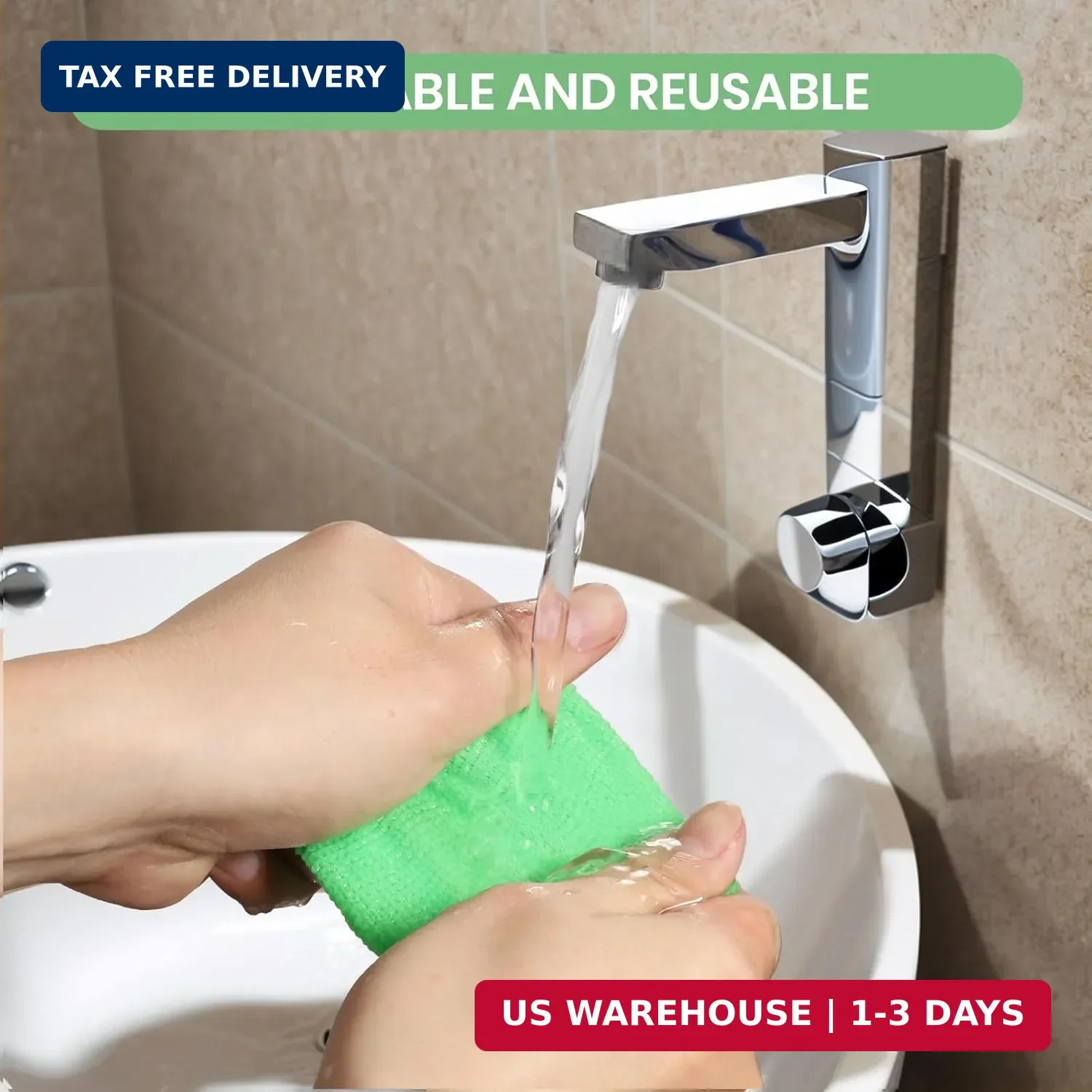 Portable Windshield Cleaner Tool with Extended Long Handle & 6 Microfiber Pads