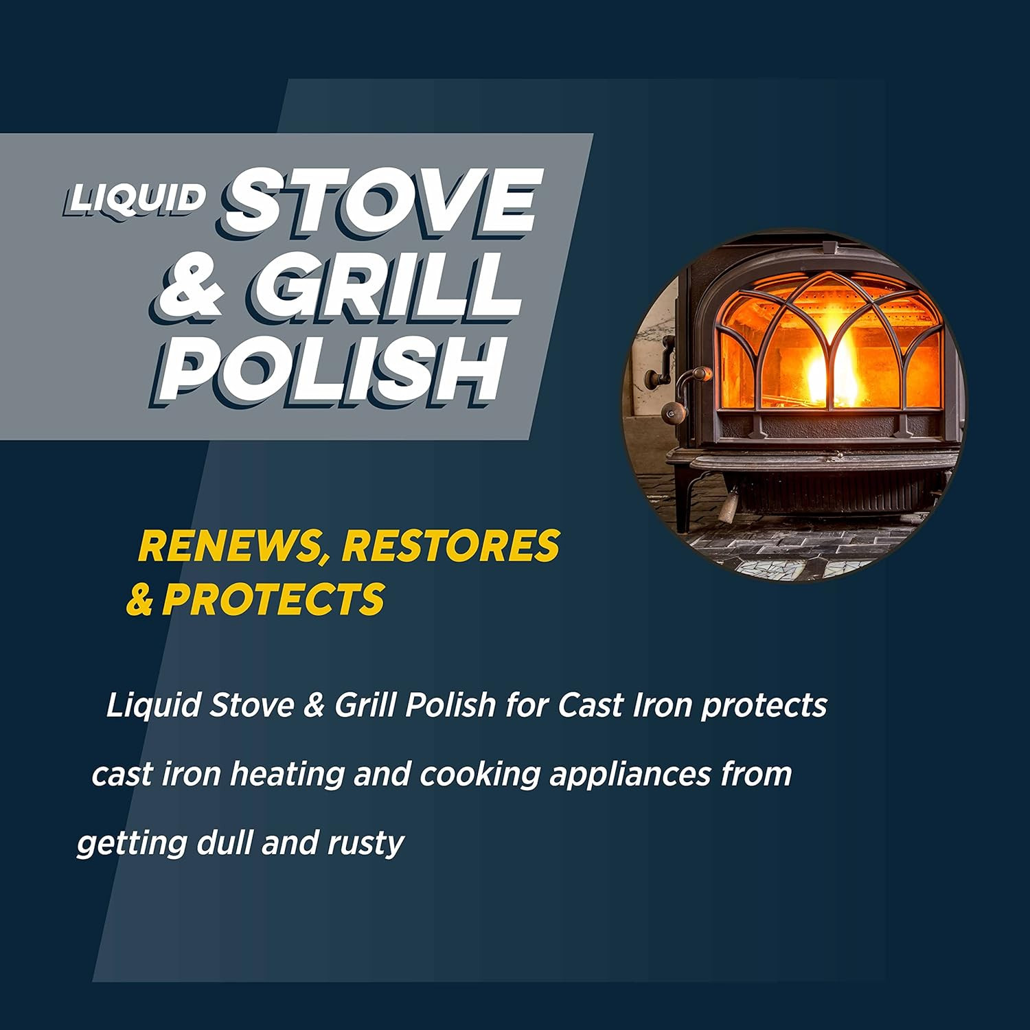 Rutland Liquid Stove and Grill Polish for Cast Iron and Steel – Restores Wood St