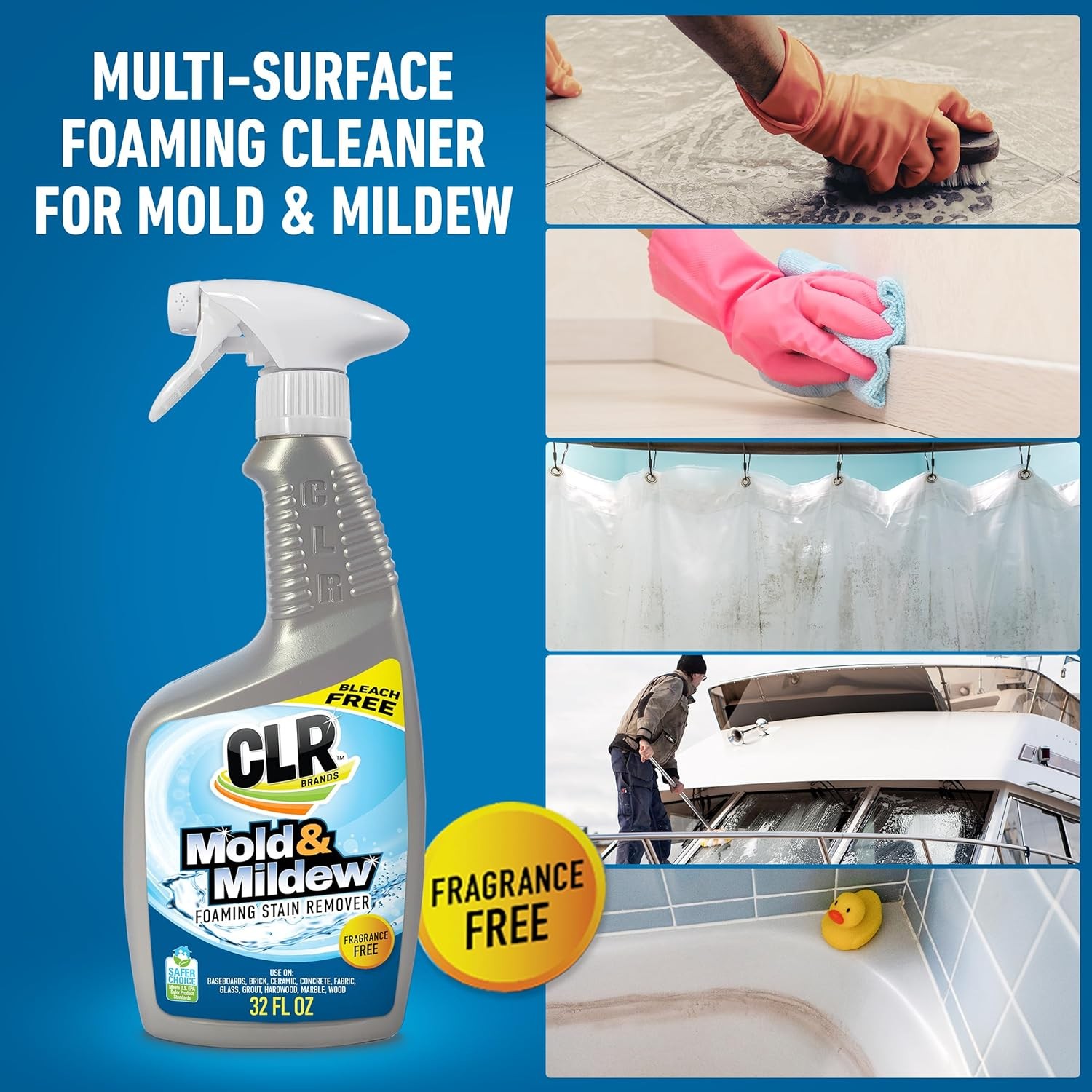 CLR Brands Mold and Mildew Stain Remover, 32 oz. Spray Bottle, Pack of 2, Multi-