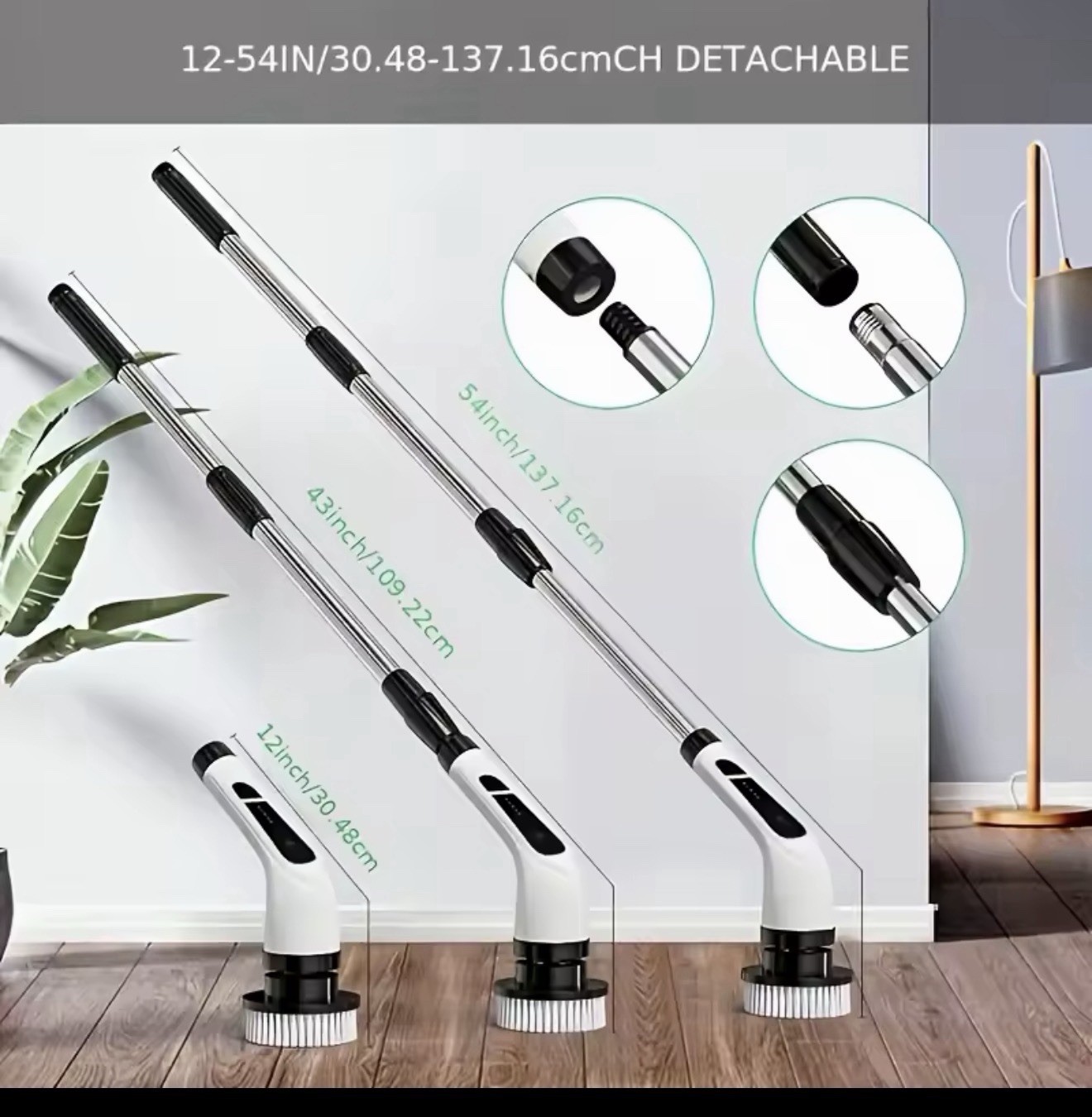 9-in-1 Electric Rotating Cleaning Brush Wireless Shower Scrubber Telescopic Hand