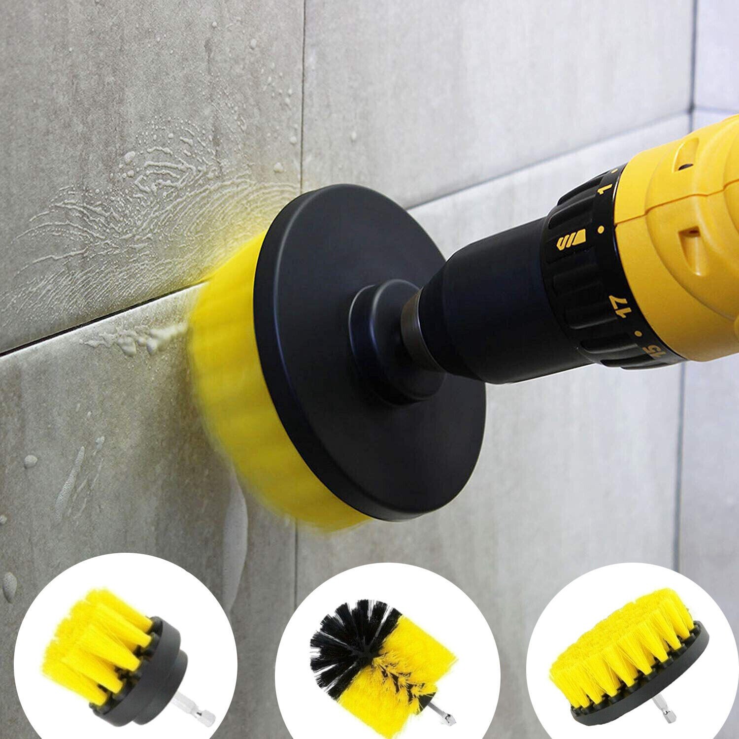 3PCS Drill Brush Set Power Scrubber Drill Attachments Shower Tile Grout Car Kit