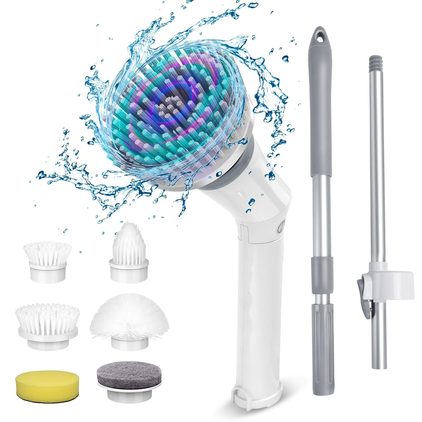 Qimedo Upgrade Rechargeable Electric Scrubber for Cleaning, 45-inch Handheld …