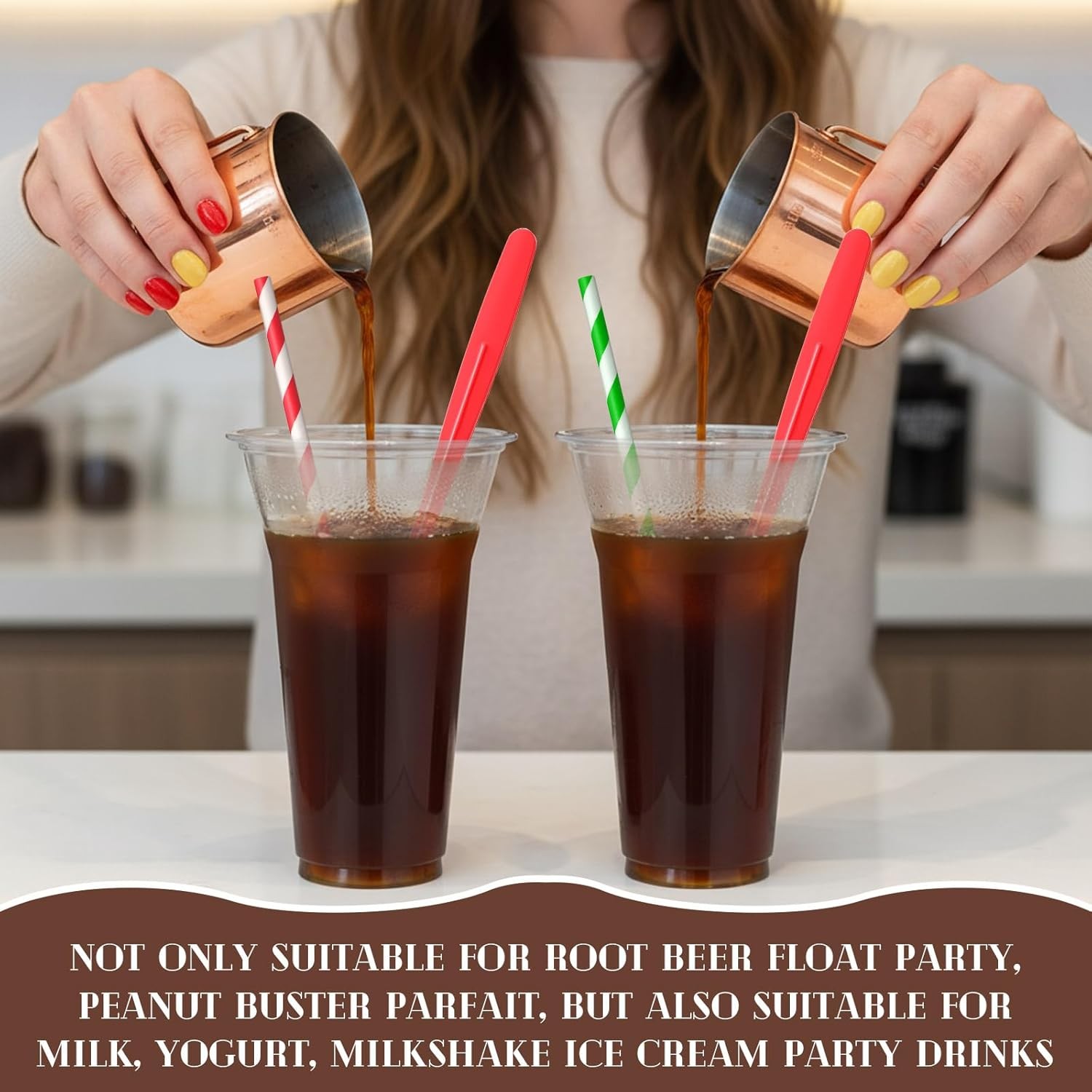 160 Sets Disposable Utensils, 12 oz Plastic Root Beer Float Cups Parfait Cups,
