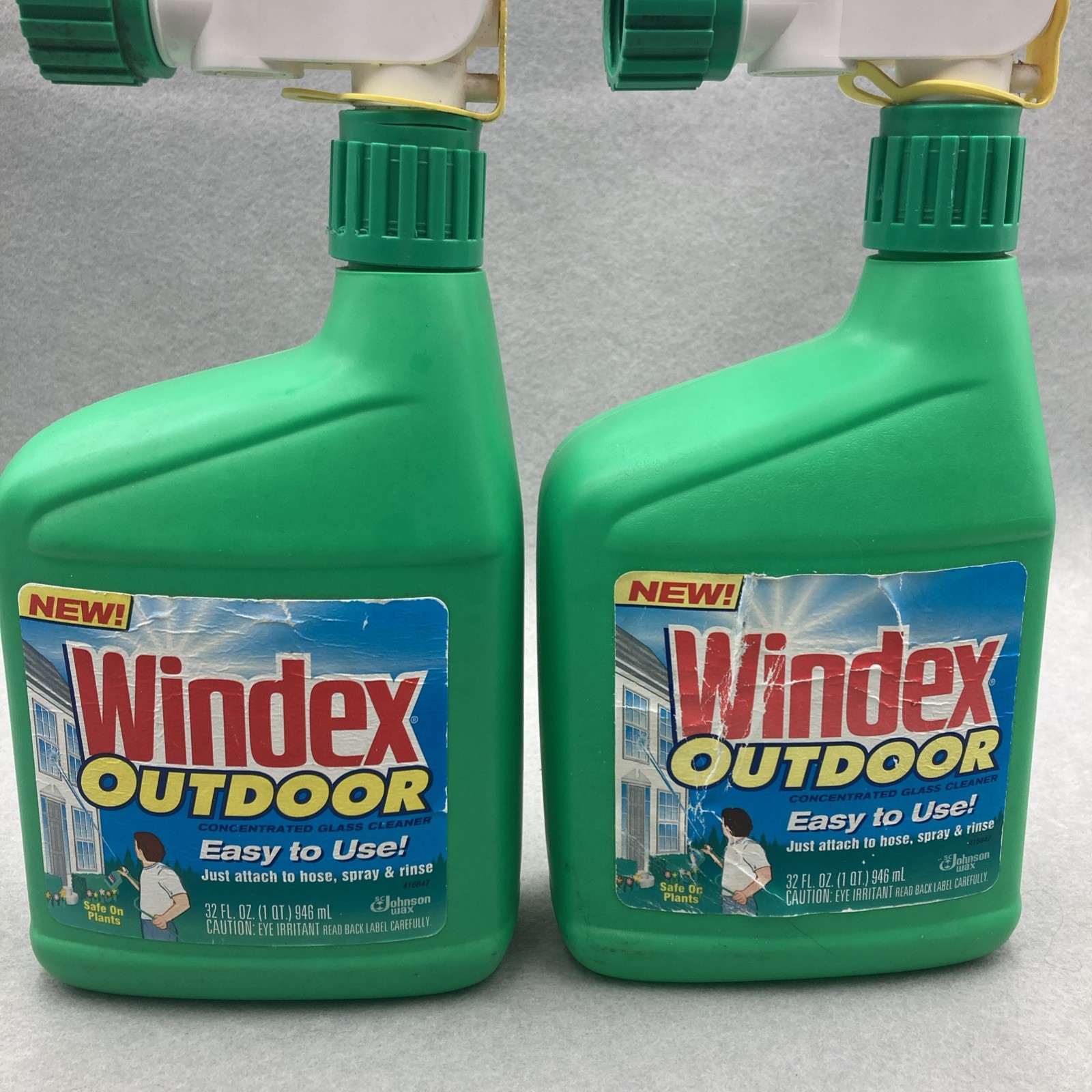2 Windex Outdoor Concentrated Glass Cleaner 32 fl oz (64 oz total) NOS 1997 USA