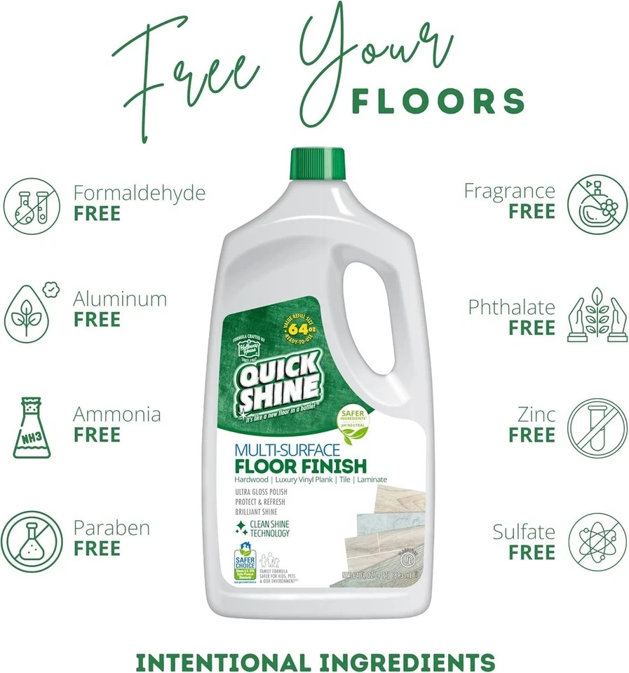 Quick Shine Multi Surface Floor Finish 64oz | Cleaner & Polish use on