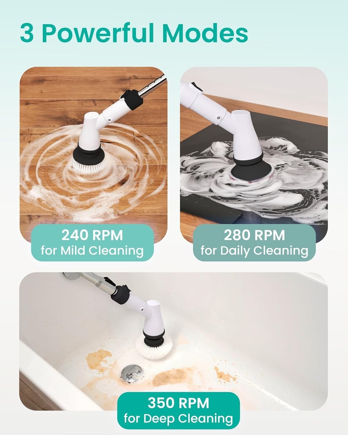Cepillo Eléctrico Giratorio Inalámbrico – Cepillo de Baño con 11 Cabezales Reemp