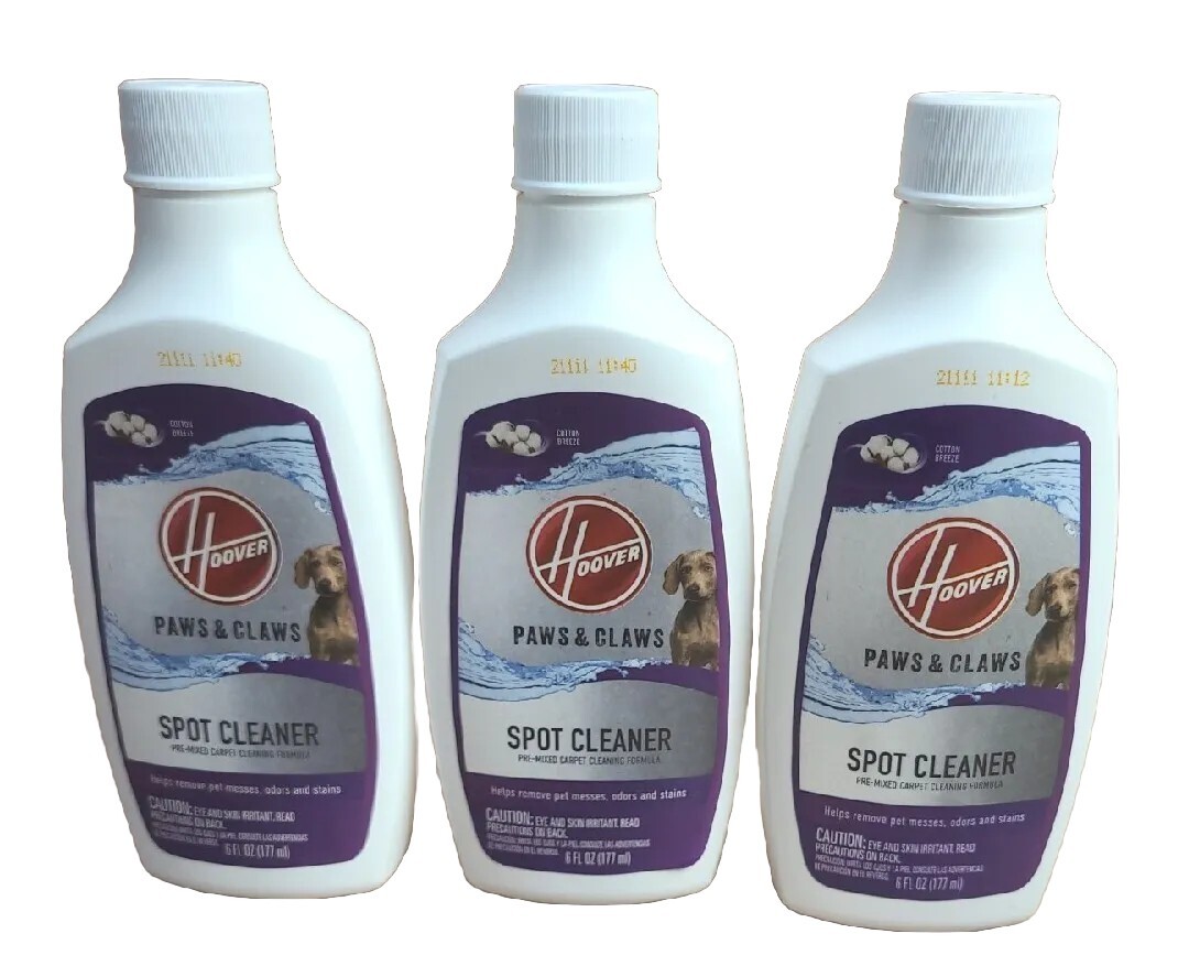 New Lot Of 3 Hoover Paws and Claws Spot Cleaner Carpet Cleaning Formula 6oz