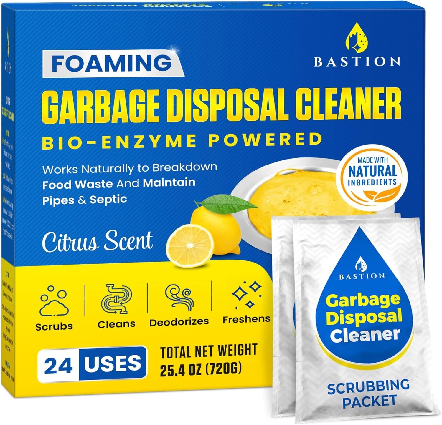 Enzyme-Activated Garbage Disposal Cleaner – 24 Easy-To-Use Pods for Odor Control