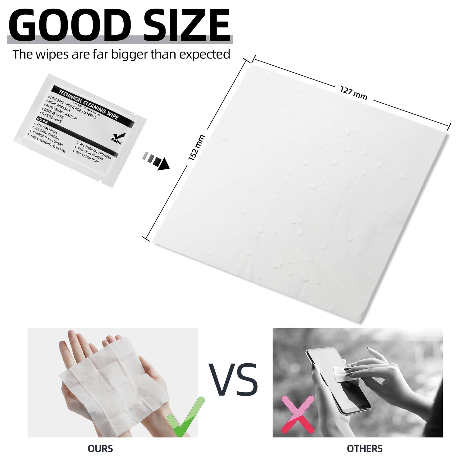 99.9% Technical Prep Pads 5.7″×5.9″ Multi-Purpose Large Non Woven Handy Wipes…