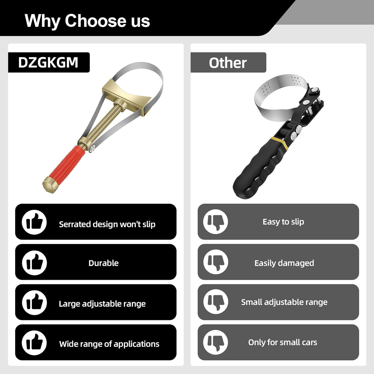 Heavy Oil Filter Wrenches, Strap Wrench, Adjustable Oil Filter Wrench Removal To