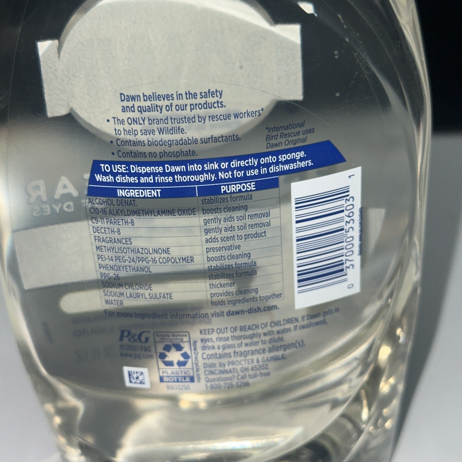 PACK of 2-Dawn FREE & CLEAR Dishwashing Liquid Dish Soap 24oz Each FREE SHIPPING