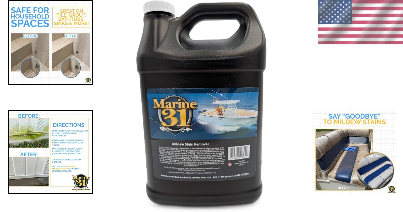128oz Unscented Mildew Stain Remover | Effective Boat & Home Cleaning Solution