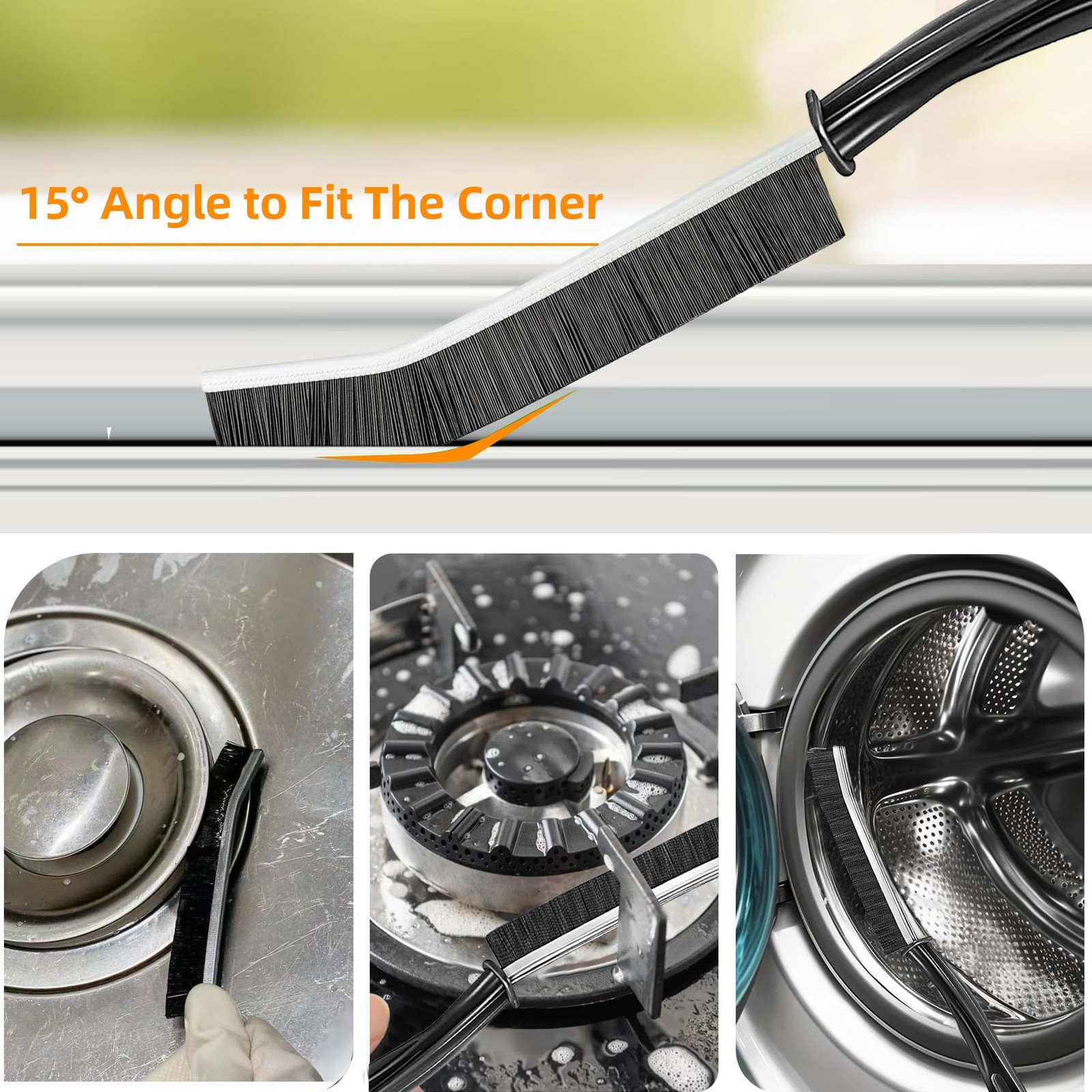 BSFRNF 3Pcs Hard-bristled Crevice Cleaning Brush, Multifunctional Thin Gap Sc…