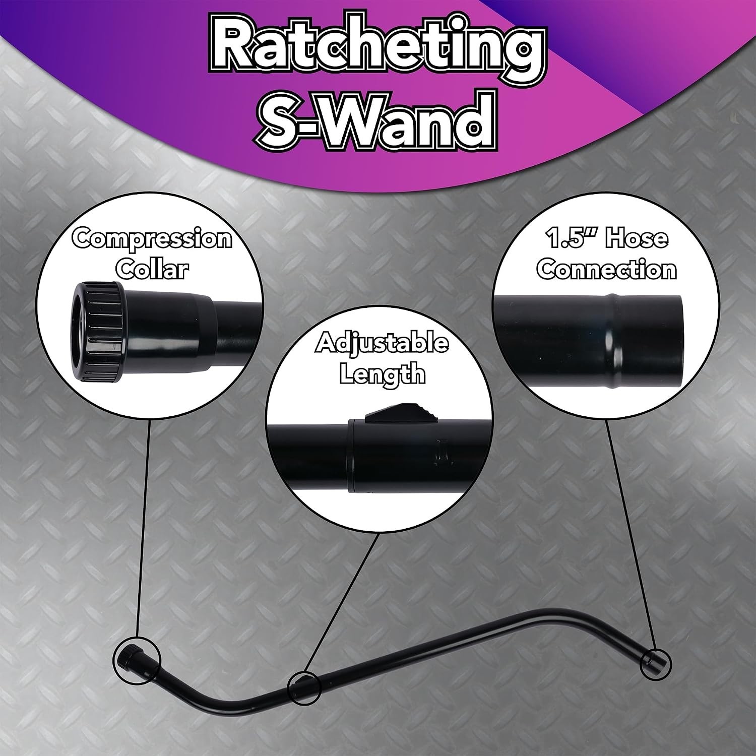 Commercial Cleaning Kit with Telescopic Aluminum S-Wand Vacuum Tools 14 Inch