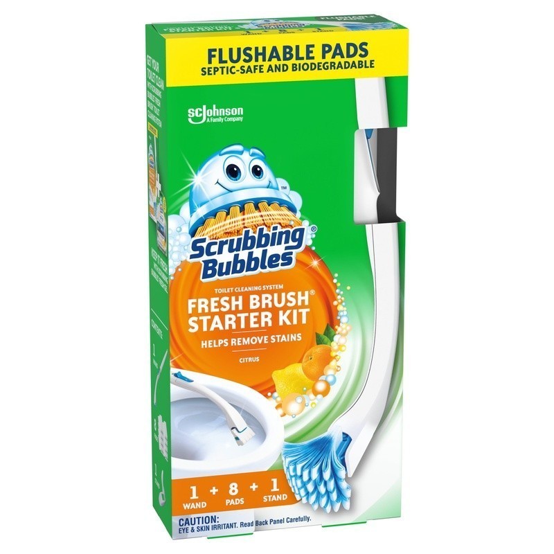 Toilet Cleaning System Flushable Pads Starter Kit 19 Inch Handle Deep Clean New