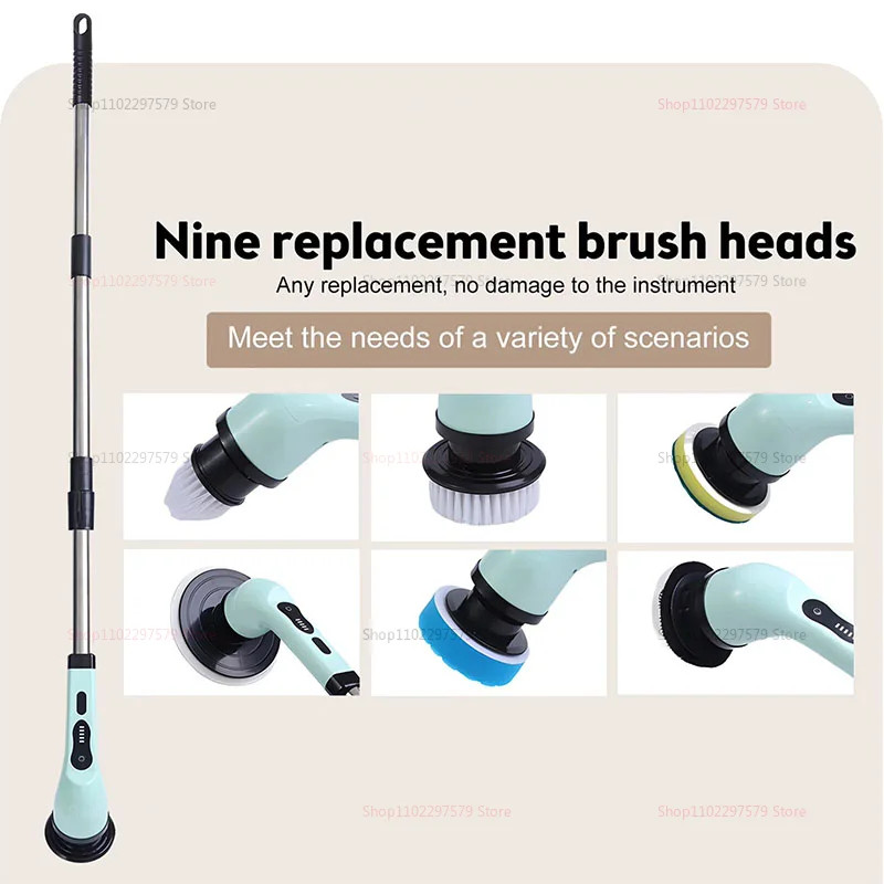 9 in 1 Multifunctional Handheld Electric Cleaning Brush with Telescopic Function