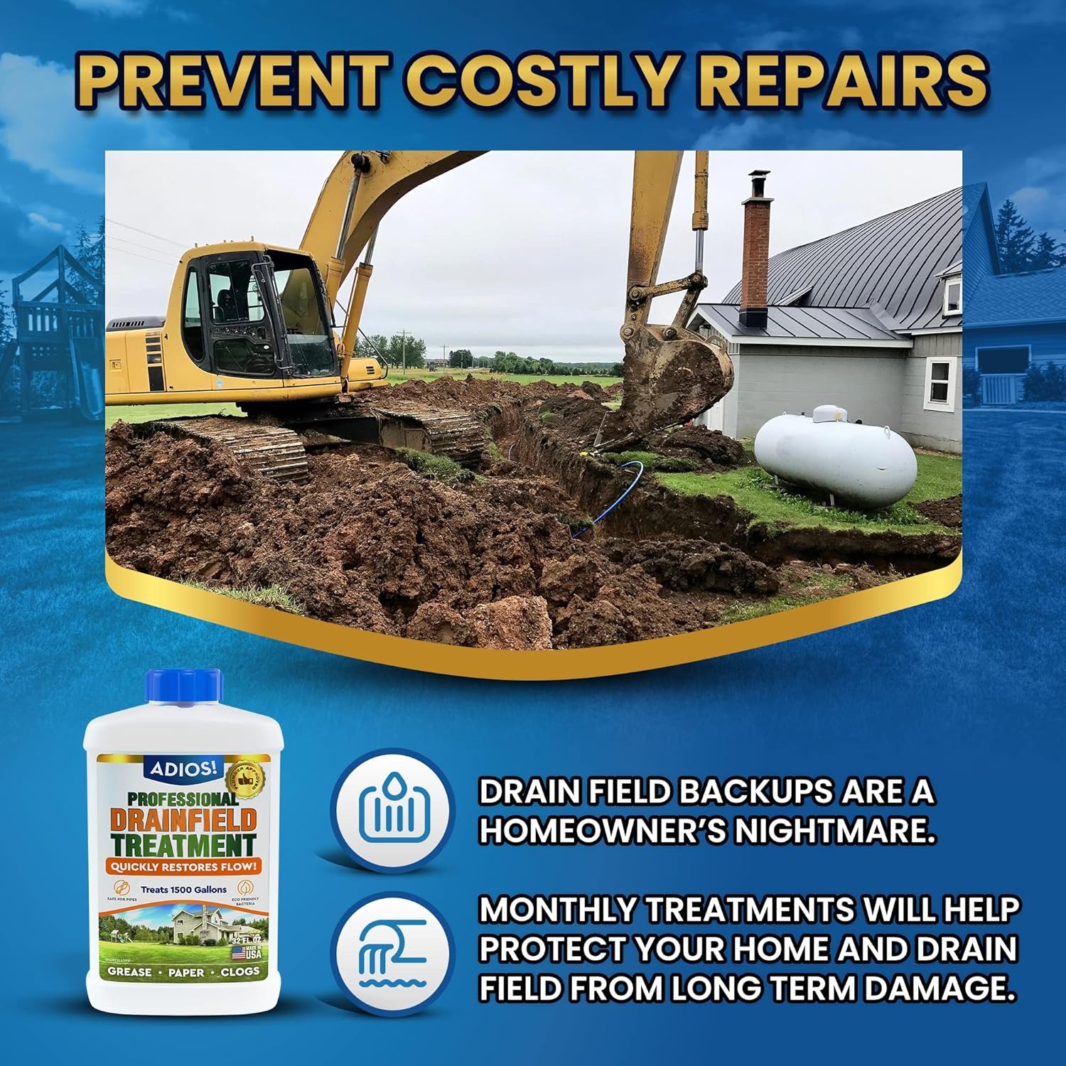 Drain Field Treatment & Leach Field Cleaner Septic System Opener Restores