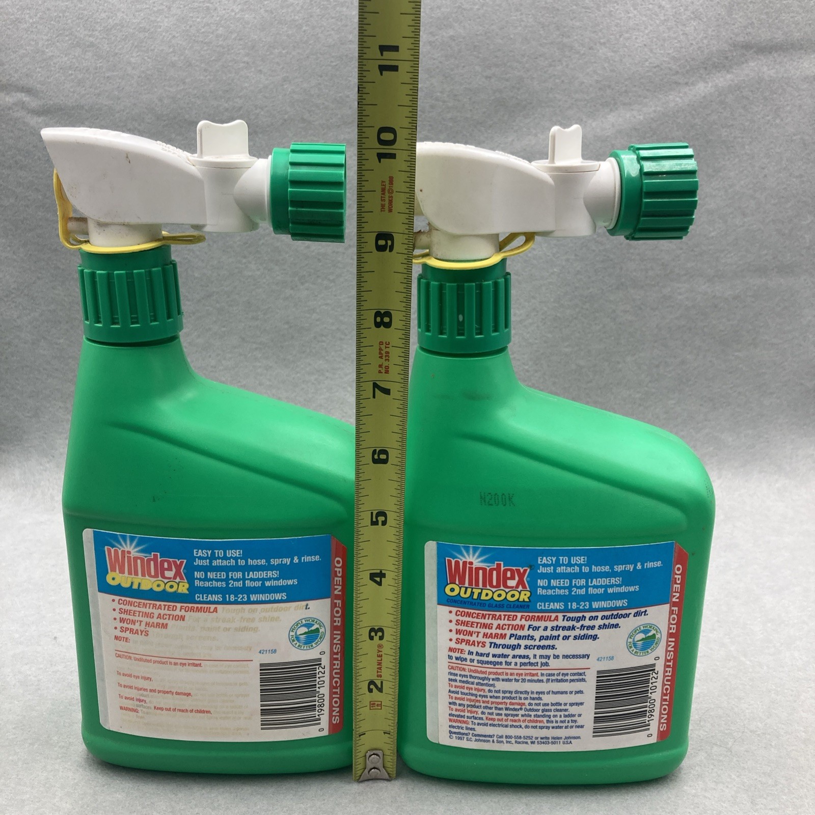 2 Windex Outdoor Concentrated Glass Cleaner 32 fl oz (64 oz total) NOS 1997 USA
