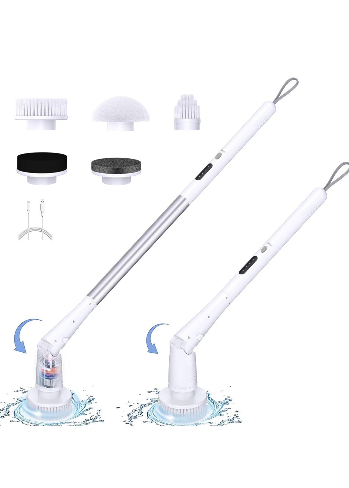 Dinata Electric Spin Scrubber, Shower Cleaning Brush with 5 Replaceable Heads