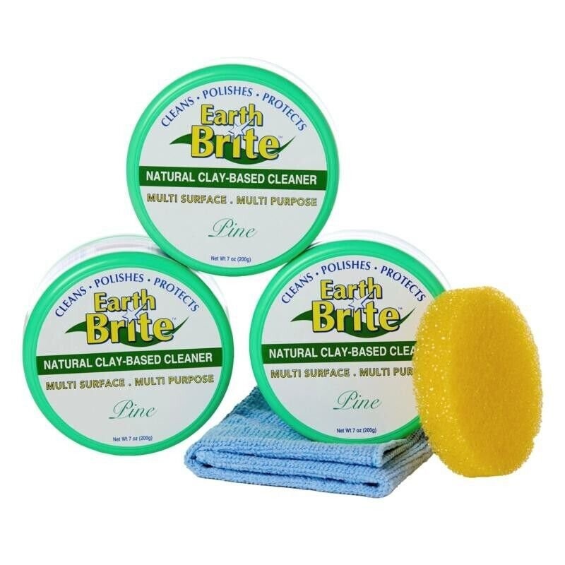 Earth Brite All-Purpose 3x200gr 600gr Cleaning Kit Pine Scented New