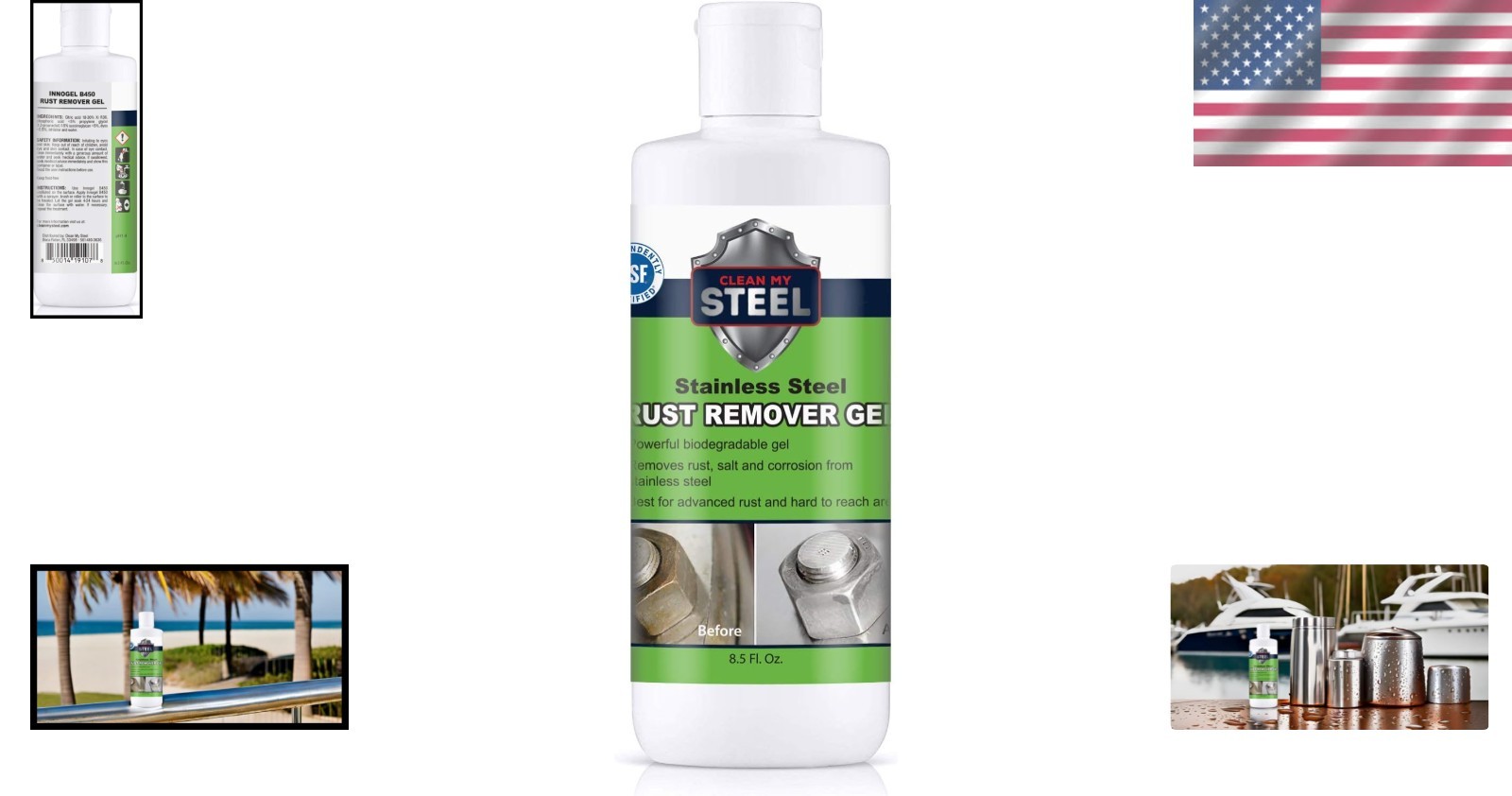 Heavy-Duty Rust Remover Gel for Stainless Steel – No Scrubbing Required, 8.5oz