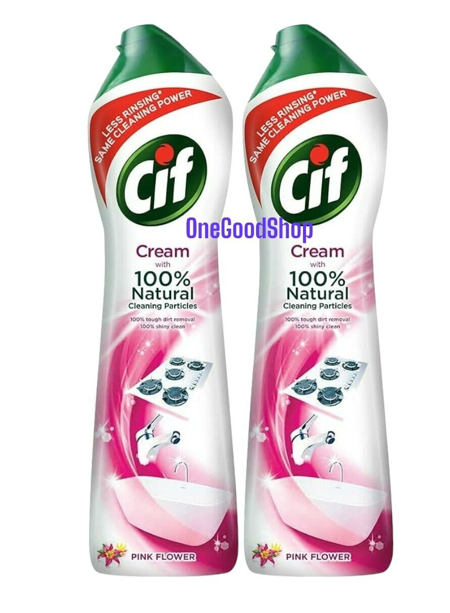 2 PK Cif Pink Multipurpose Surface Cleaner Cream for Kitchen & Bath Floral 500ml