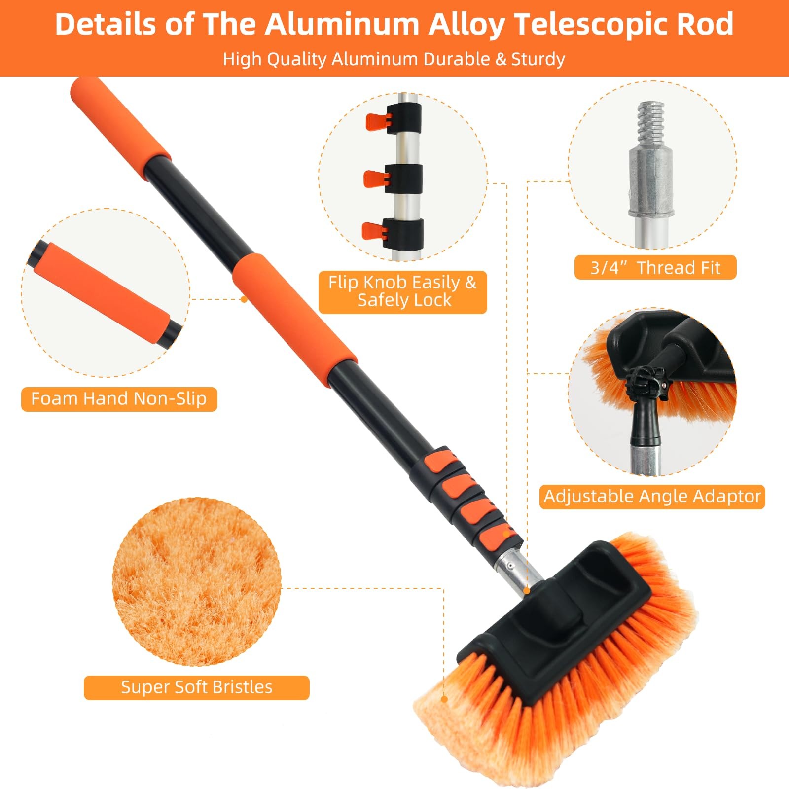 12FT Car Wash Brush with Long Handle Extension Pole Soft Bristle Car Cleaning…