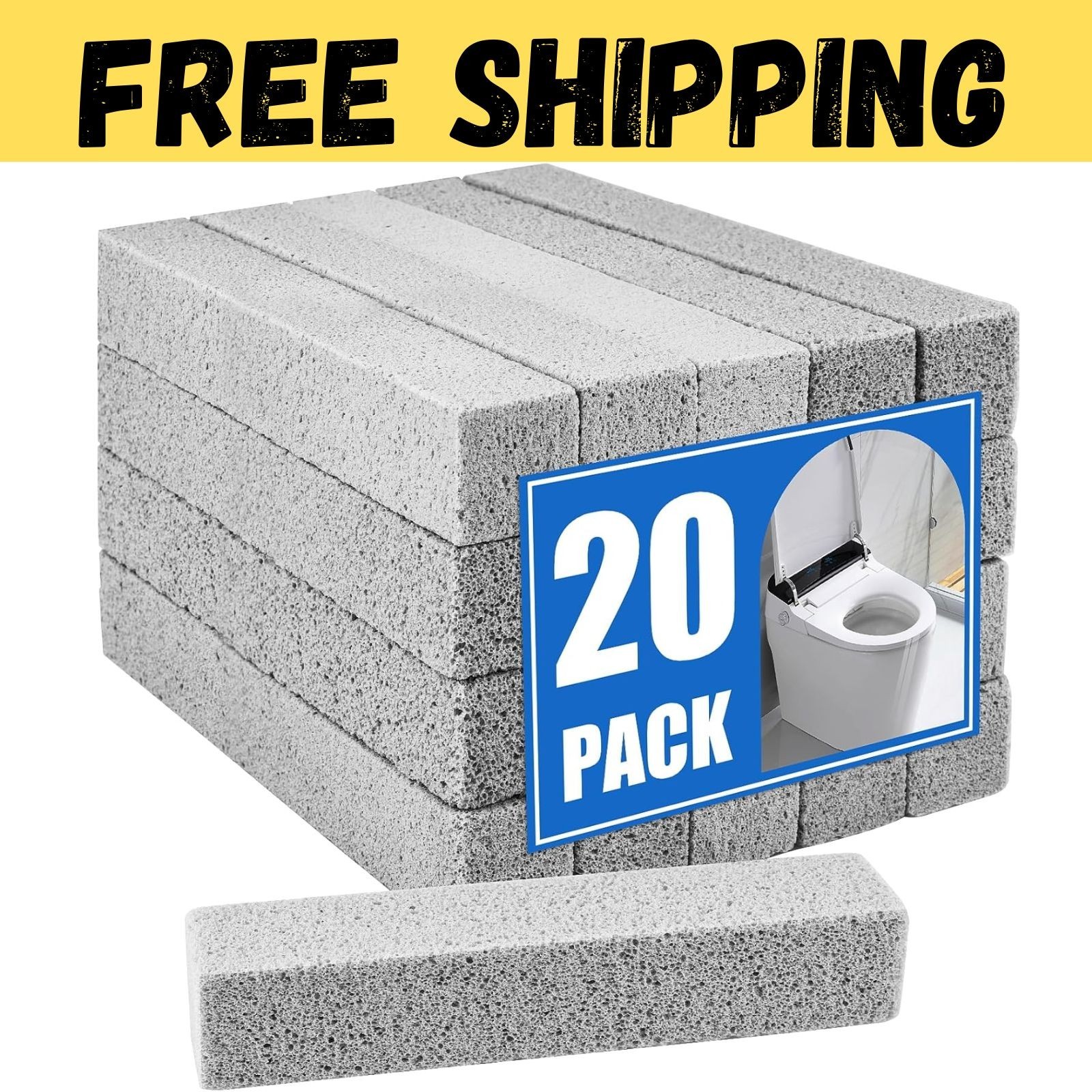 20Pack Pumice Stone for Toilet Cleaning Bowl Stick,Powerfully Cleans Hard Water