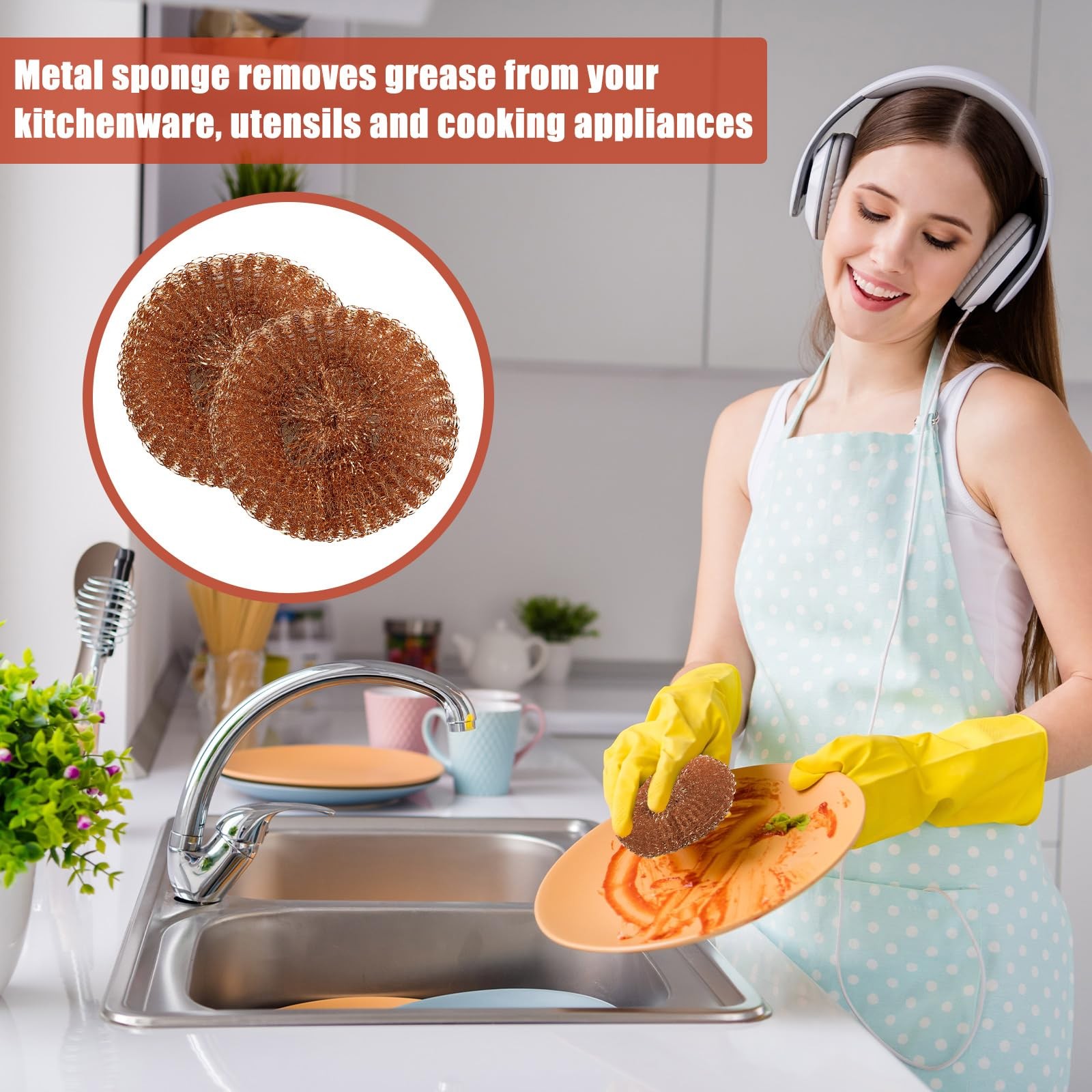 30 Pcs Copper Coated Scouring Pad for Dishes Pots Pans and Ovens Easy Scourin…